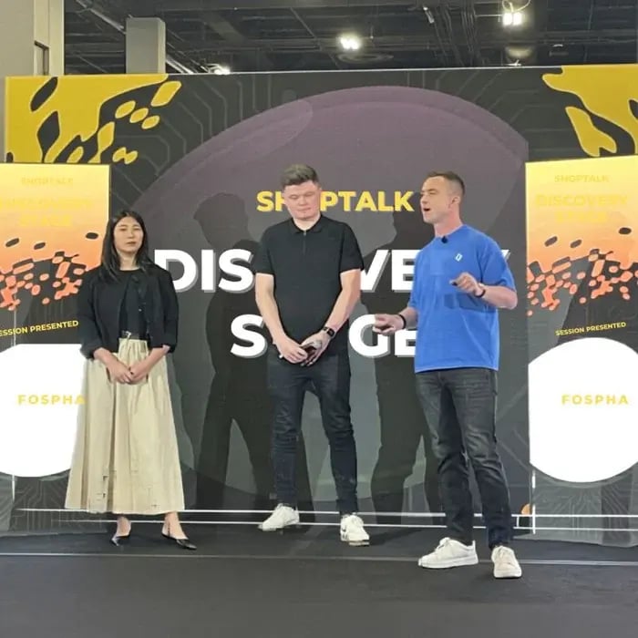 At Shoptalk, Fospha took to the stage alongside Daniel Green from Gymshark and Jia Marquez from Smartly