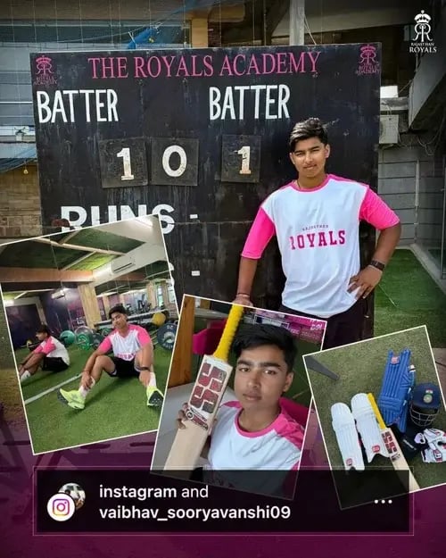 Rajasthan Royals' Vaibhav the first Indian player to collaborate with Instagram's official global account